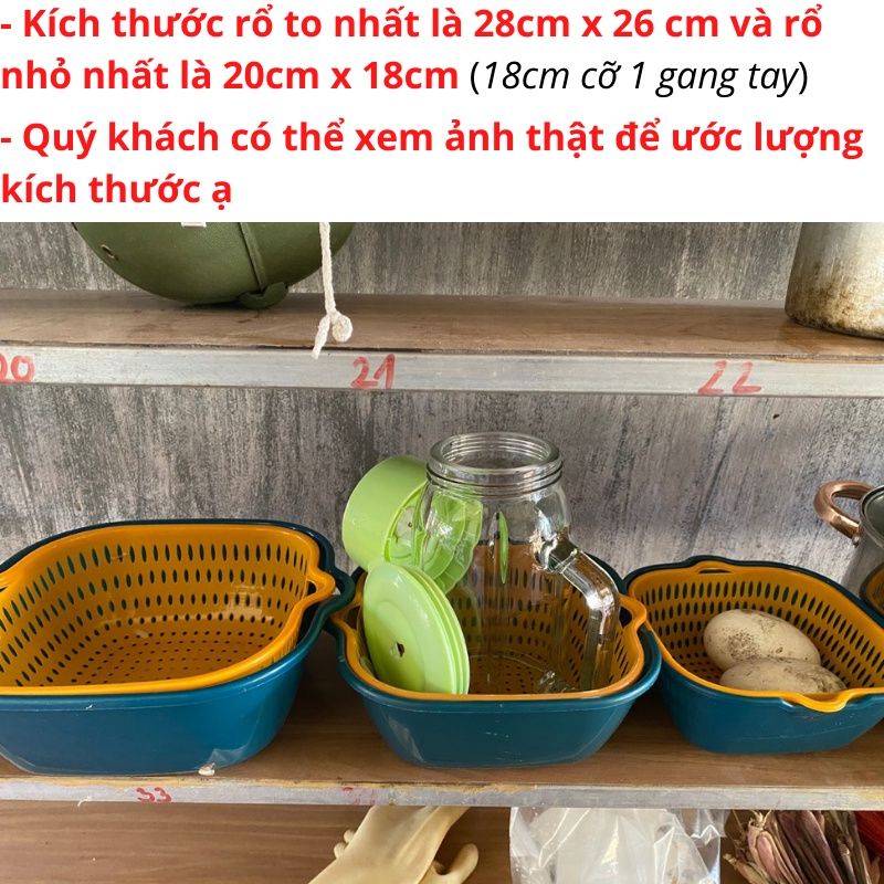 [Mã LIFEHLSALE2 giảm 10% đơn 0Đ] bộ 6 rổ thau nhựa dùng trong nhà bếp