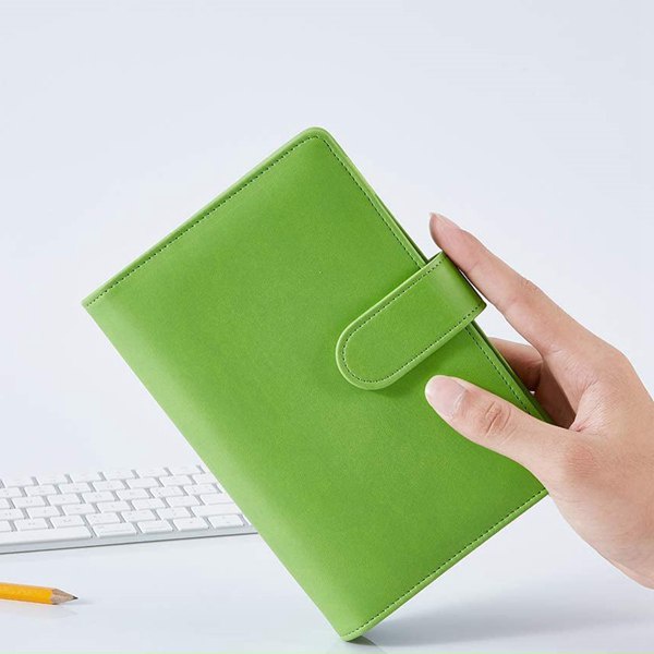 Set 12 Ví Đựng Tài Liệu/Tiền Giấy A6 6 Lỗ Phối Khóa Kéo Màu Xanh Lá