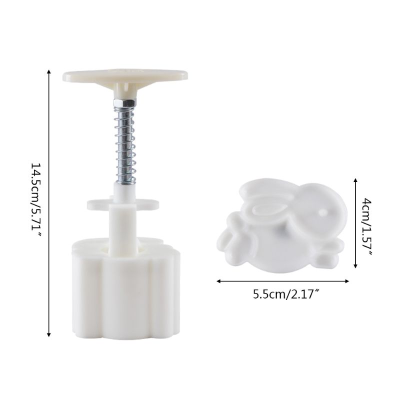 Khuôn ấn tay đóng hình thỏ 3D làm bánh trung thu 50g DIY