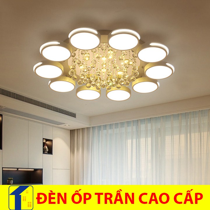 Đèn mâm ốp trần led pha lê cao cấp - đèn chùm phòng khách TAMOGA 0903