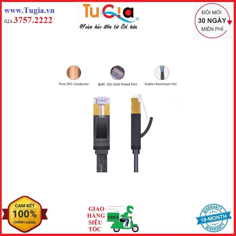 Cáp mạng 2 đầu đúc Cat7 UTP Patch Cords dạng dẹt - dài 3M - UGREEN NW106 - 11262 - Hãng phân phối chính thức