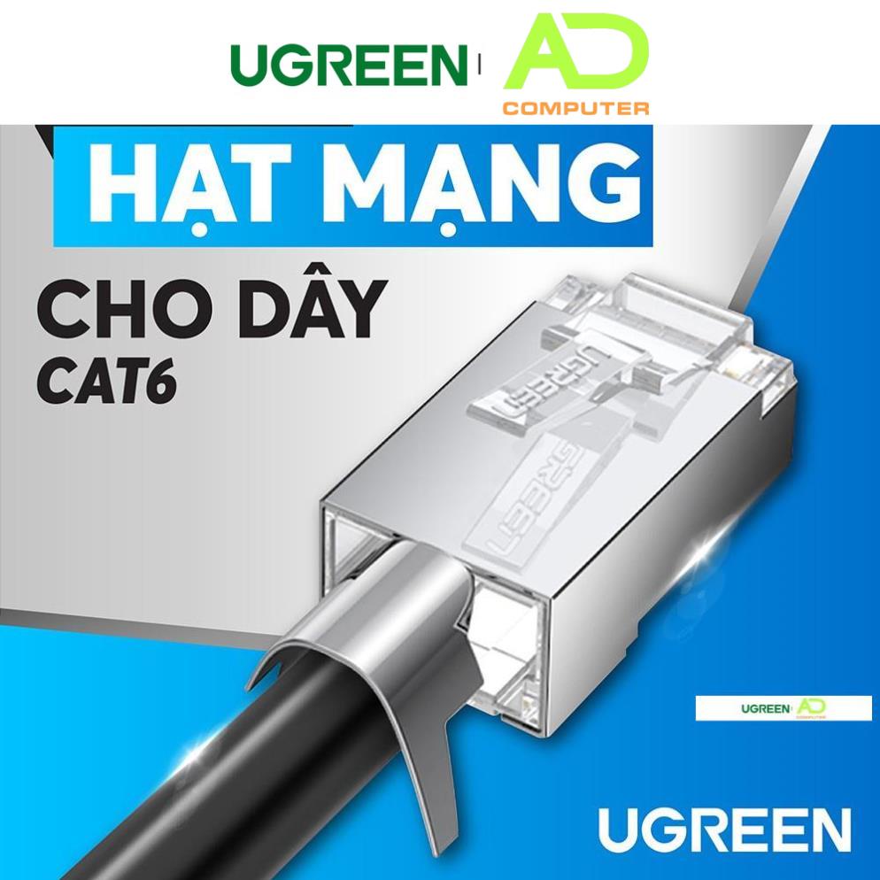 Đầu bấm mạng RJ45 UGREEN NW111 cho dây CAT6, bọc inox chống nhiễu - Hàng phân phối chính hãng - Bảo hành 18 tháng