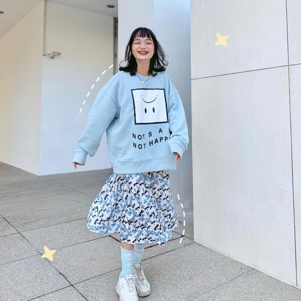 SWEATER "BORED FACE" DOUBLE LABEL BABY BLUE | BigBuy360 - bigbuy360.vn