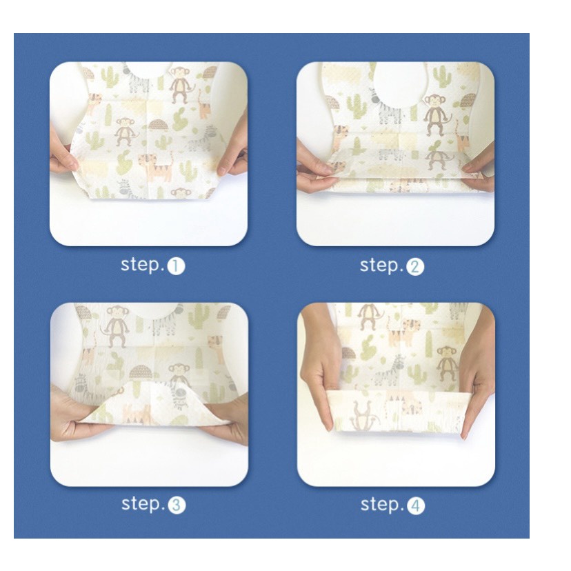 Yếm giấy ăn dặm cho bé có máng, chống thấm, dùng một 1 lần tự phần huỷ vệ sinh nhanh gọn mỗi bữa ăn