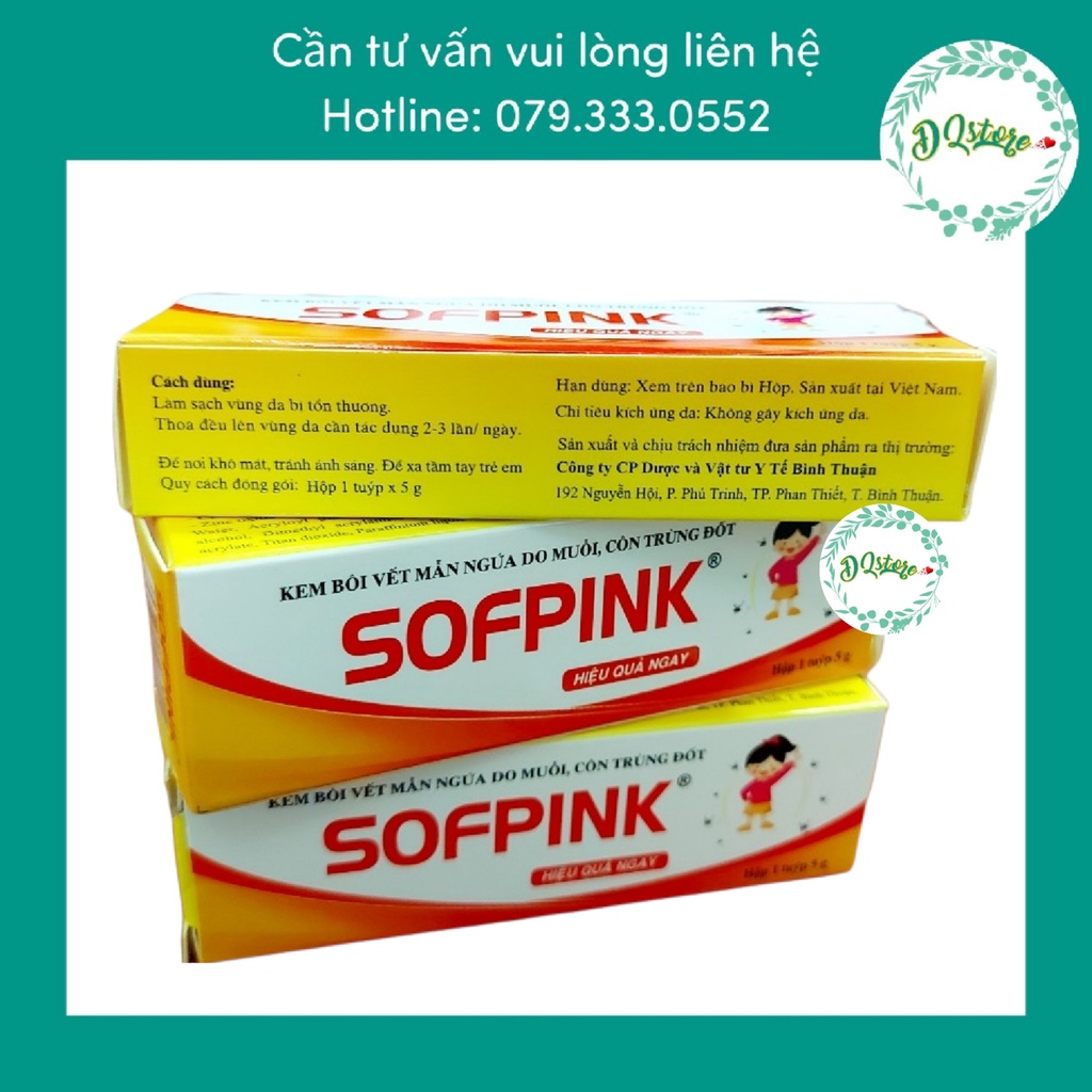 Kem Bôi SOFPINK 5g - Giúp giảm ngứa, mẫn do muỗi, côn trùng cắn & đốt