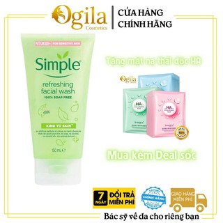 Sữa Rửa Mặt Dạng Gel Simple Kind To Skin Refreshing Facial Wash 150ml