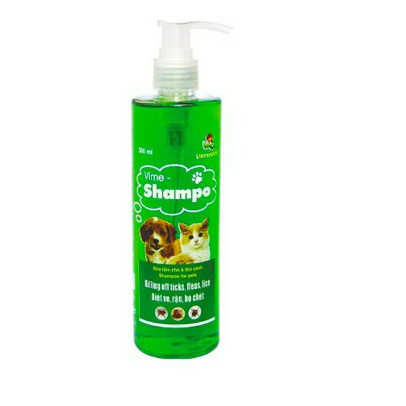 Sữa Tắm Mềm, Mượt, Khử Mùi Hôi Lông Cho Chó Mèo Vime Shampoo Chai Trong Xanh 300ml, Vemedim