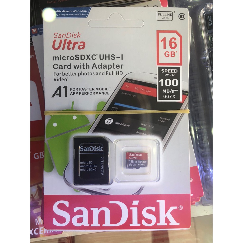 Thẻ nhớ MicroSDHC 128GB 64GB 32GB 16GB SanDisk Ultra Class 10 chuyên dụng cho camera, điện thoại, loai đài