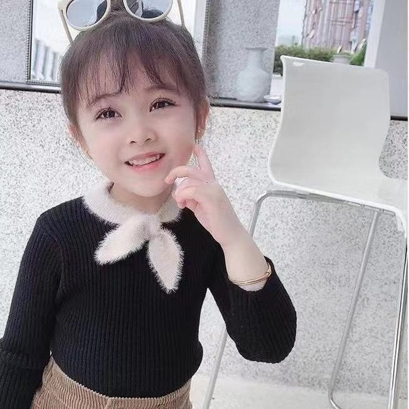 Áo Sweater cổ thắt nơ xinh xắn cho bé gái
