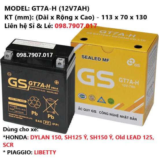 ẮC QUY GS cho xe VISION, WAVE, DREAM, SIRUS, AIR BLABE, WINER, EXITER, SH, ATILA, PIAGIO, CLICK, NOZZA, JUPITER, FUTURE