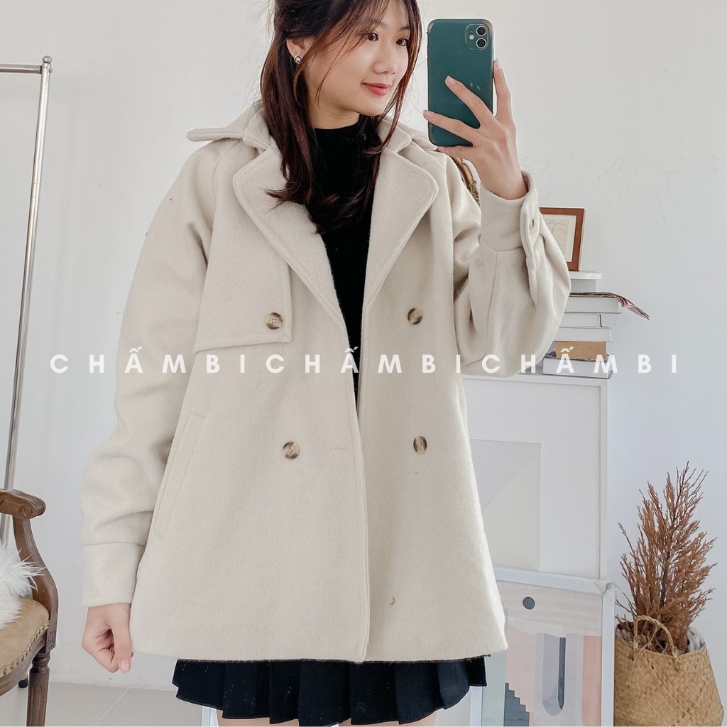 Áo Khoác Dạ Nữ Tay Bo Cổ Vest Kèm Đai Lưng Cực Xịn - A.121