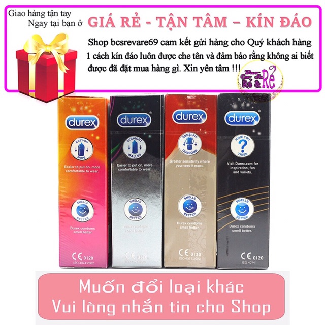 [COMBO HOT]3 hộp bao cao su Durex loại 12 bao + 1 tuýt 50g