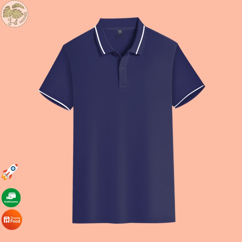 Áo thun polo đồng phục Xanh đen phối trắng La' House Uniform