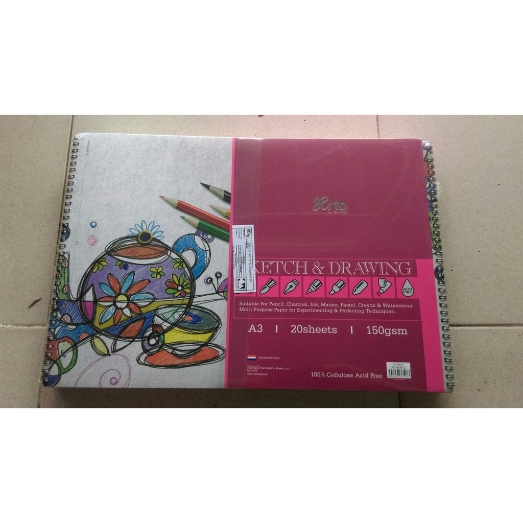 Sổ vẽ phác thảo cao cấp CHEE WAH MALAYSIA Sket & Drawing Sổ A3 150gsm-