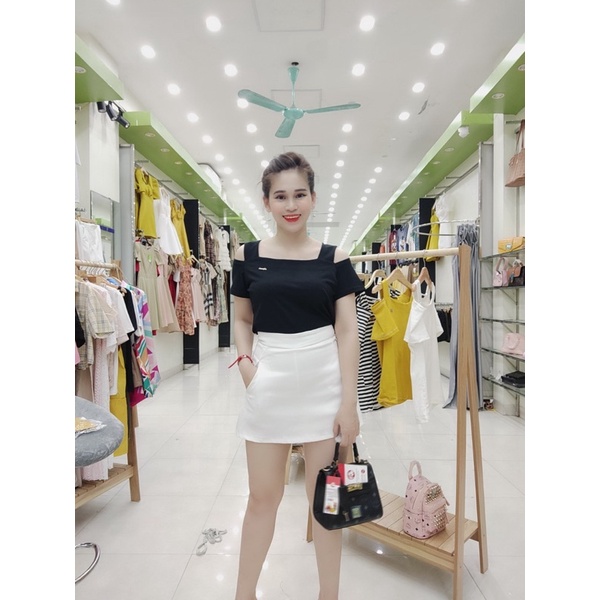 Áo thun nữ cắt vai chất thun mát siêu co giãn đủ size từ S-XXL
