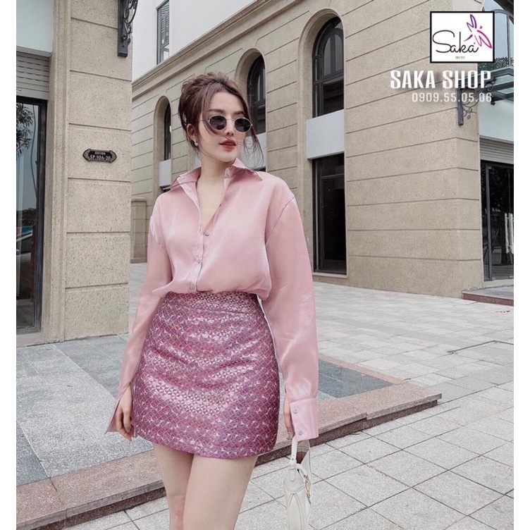 Áo sơ mi lụa nữ tay dài sang chảnh cao cấp không nhăn mịn mát
