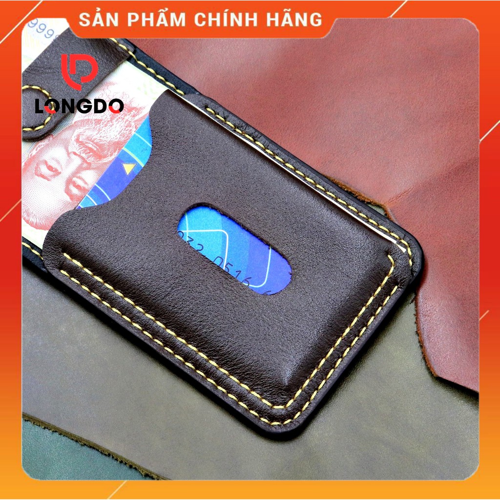 Ví Sen 5 Cao Cấp - Cam Kết Da Thật 100% - Ví Mini Nam Màu Chocolate Hàng Chính Hãng Thương Hiệu Longdo Leather Uy Tín