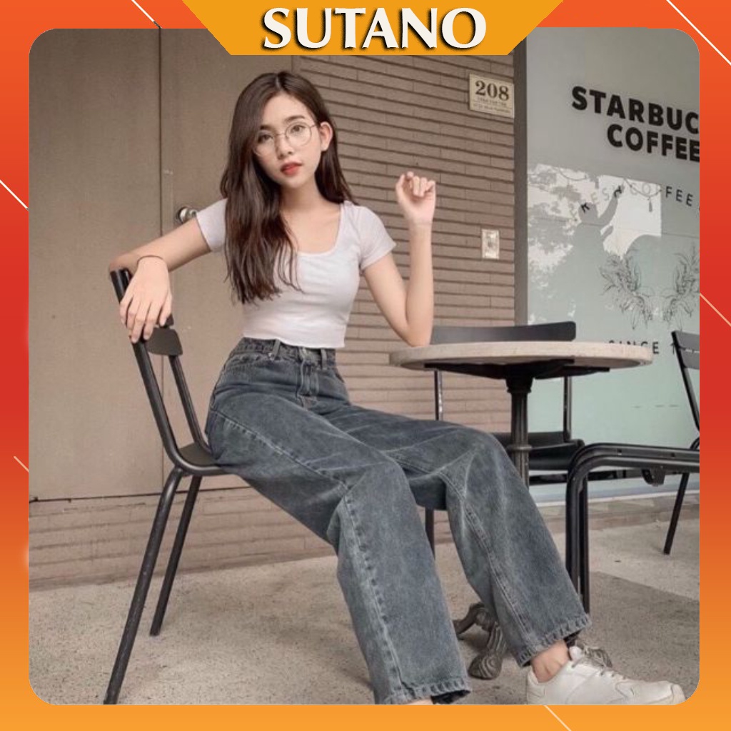 QUẦN BÒ NỮ- QUẦN JEANS NỮ THỜI TRANG ỐNG RỘNG DÁNG SUÔNG Kèm Hình Thật Q433 SUTANO