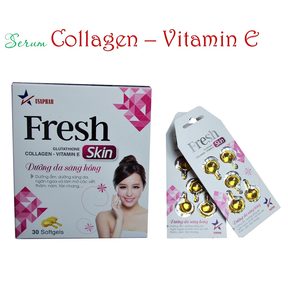 Serum trắng da trị nám Fresh skin -Tinh chất Vitamin E & Collagen da cá hồi - hiệu quả sau liệu trình 40 ngày