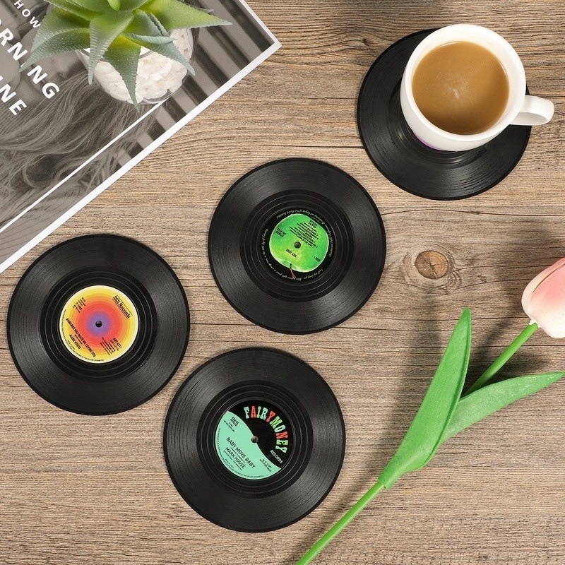 1 Miếng Lót Cốc Đĩa Than/ Bàn Ăn Vinyl Chống Trượt Kiểu Vintage Dành Cho Nhà Bếp Gia Đình
