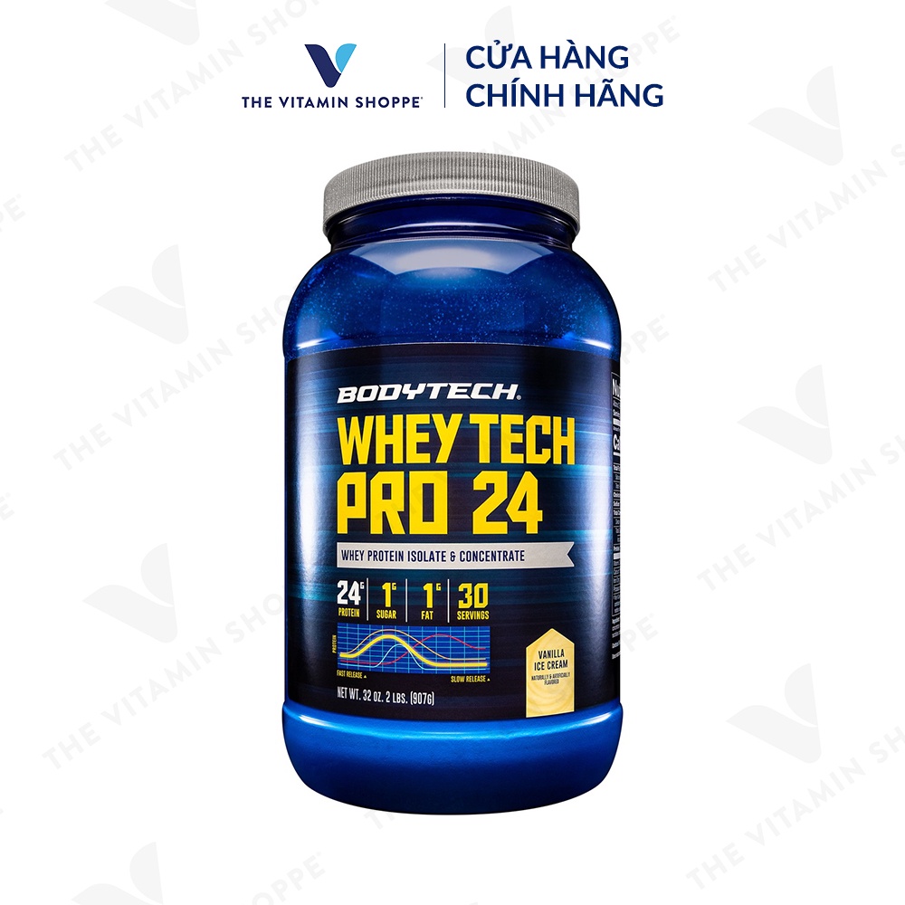 Bột hỗ trợ phát triển cơ bắp BODYTECH Whey Tech Pro 24 Protein Isolate Vanilla Ice Cream 907gr