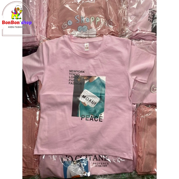 ÁO BÉ GÁI, ÁO THUN COTTON CHO BÉ GÁI HÌNH NGẪU NHIÊN HÀNG XUẤT DƯ
