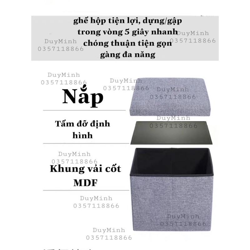 Hộp ghế vải đựng đồ - Ghế ngồi kiêm hộp đựng đồ đa năng - Ghế hộp tiẹn dụng lịch sự