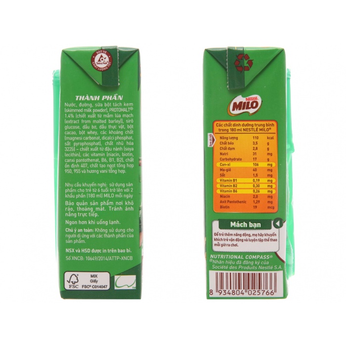 Thùng 48 hộp sữa Milo lúa mạch 180ml