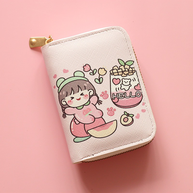 Ví Nữ Mini Cầm Tay Dáng Vuông Nhiều Ngăn Nhỏ Gọn Bỏ Túi Họa Tiết Chibiii