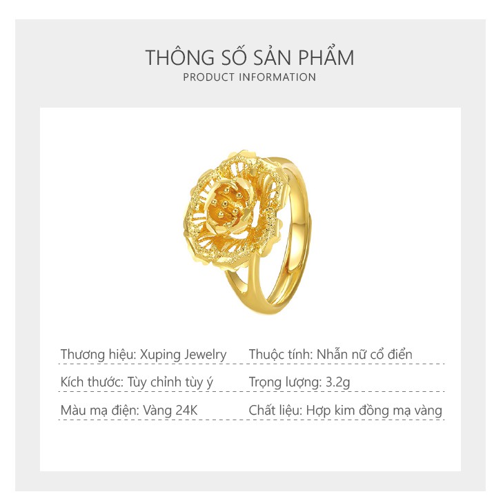 Nhẫn Nữ Mạ Vàng 24K, Phong Cách Bông Hoa Sang Trọng - XPN40