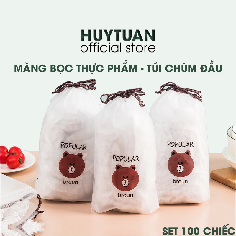 Màng bọc thực phẩm co giãn siêu dai có chun kèm túi gấu - Mũ chùm đầu dùng 1 lần tiện lợi (TNL100)