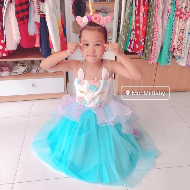 ĐẦM CÔNG CHÚA UNICORN - LITTLE PONY LOẠI 1 CHO BÉ GÁI 13-30KG