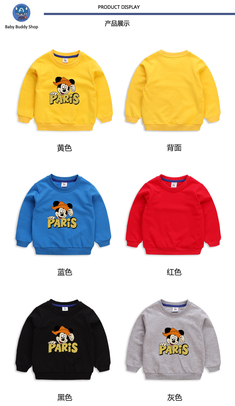 Áo Sweater Tay Dài In Hình Chuột Mickey Có 10 Màu Cho Bé