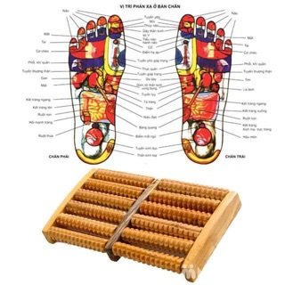 Bàn lăn gỗ massage chân 5 hàng