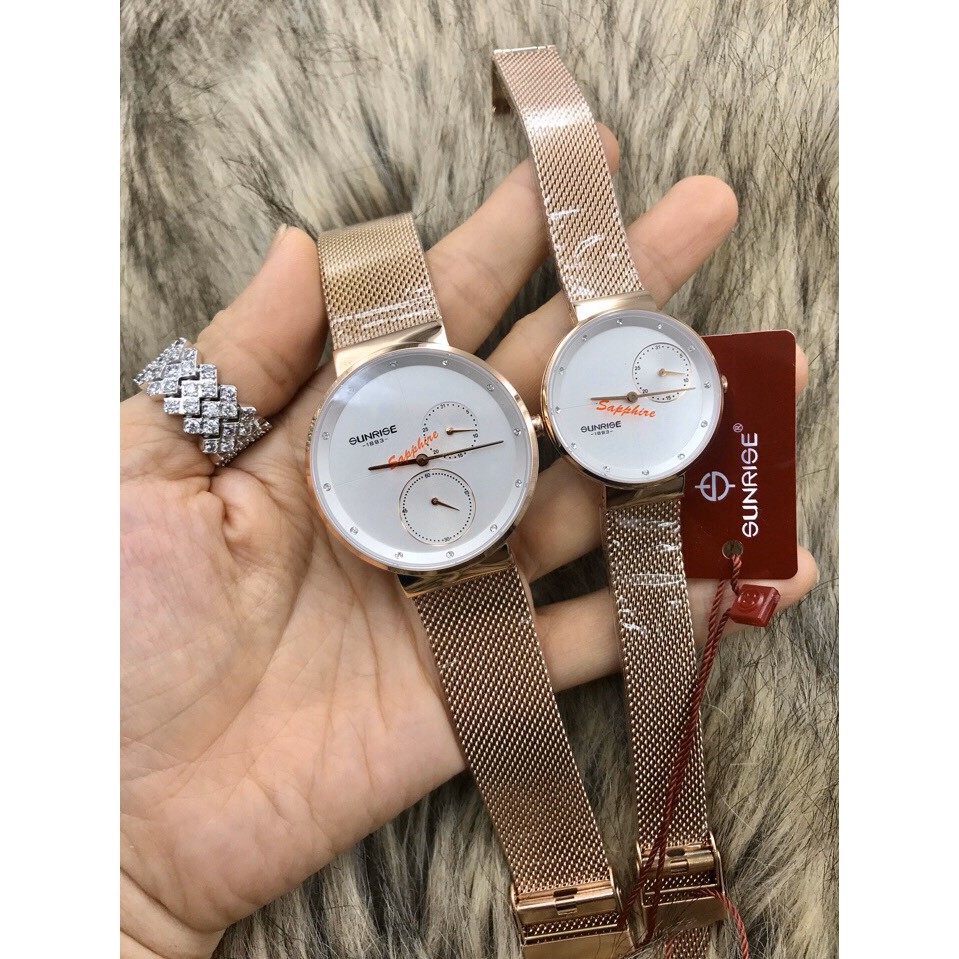 Đồng hồ Đôi SUNRISE 1247SA - Dây kim loại - Authentic