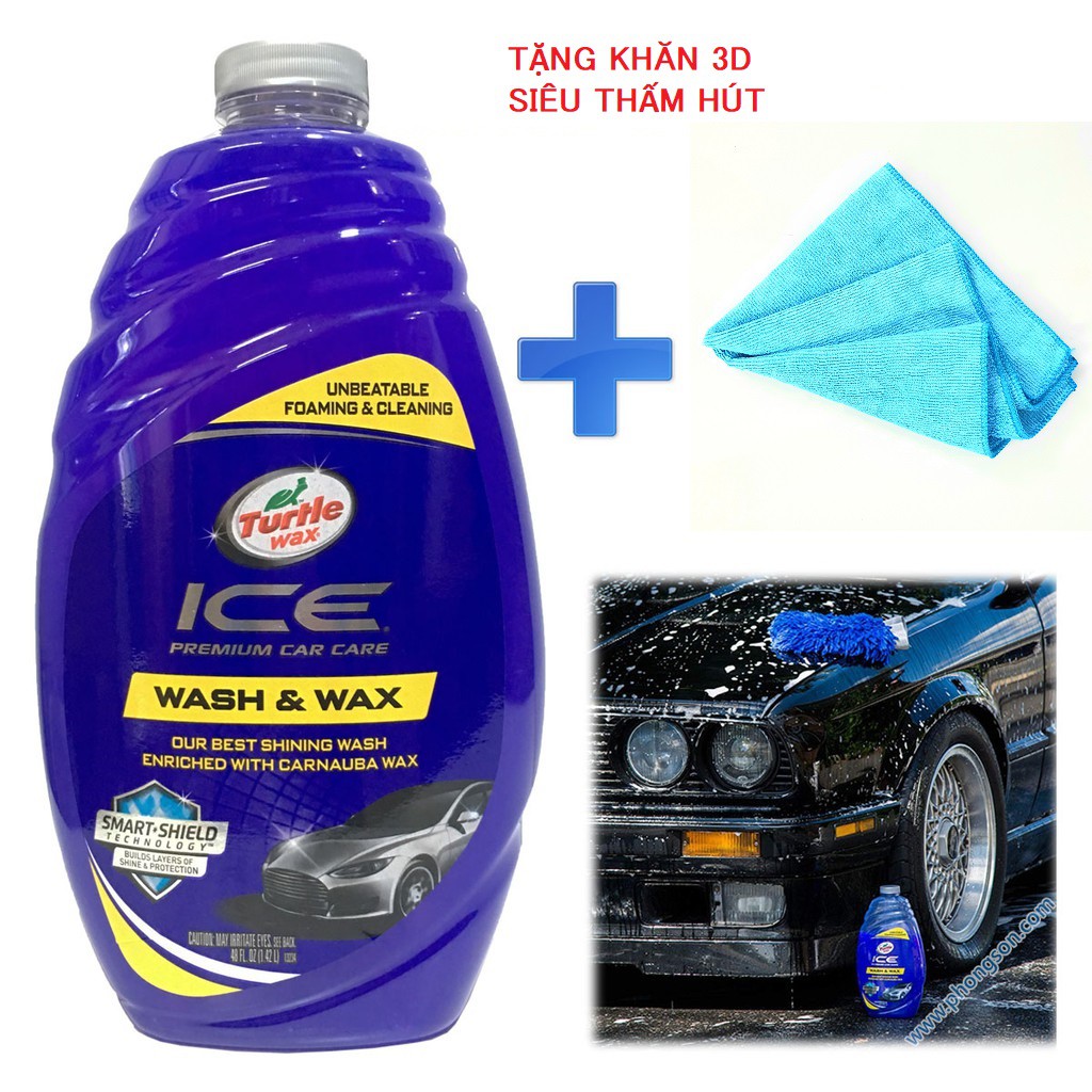 Nước rửa xe bóng sơn Turtle Wax Ice Wash và Wax 48FL.OZ- 1.42L