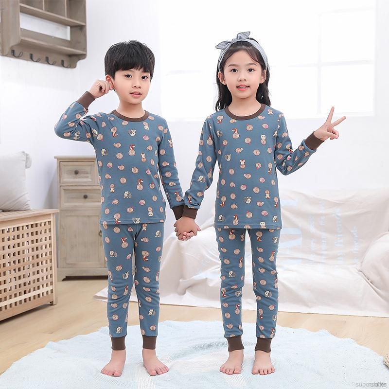 Bộ Đồ Ngủ Pijama Dài Tay Họa Tiết Hoạt Hình Cho Bé Từ 2-8 Tuổi