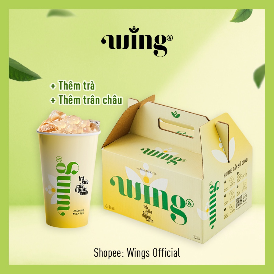 Trà Nhài Sữa Wings Hòa Tan ( 6 cốc trà sữa trân châu tự pha tại nhà)