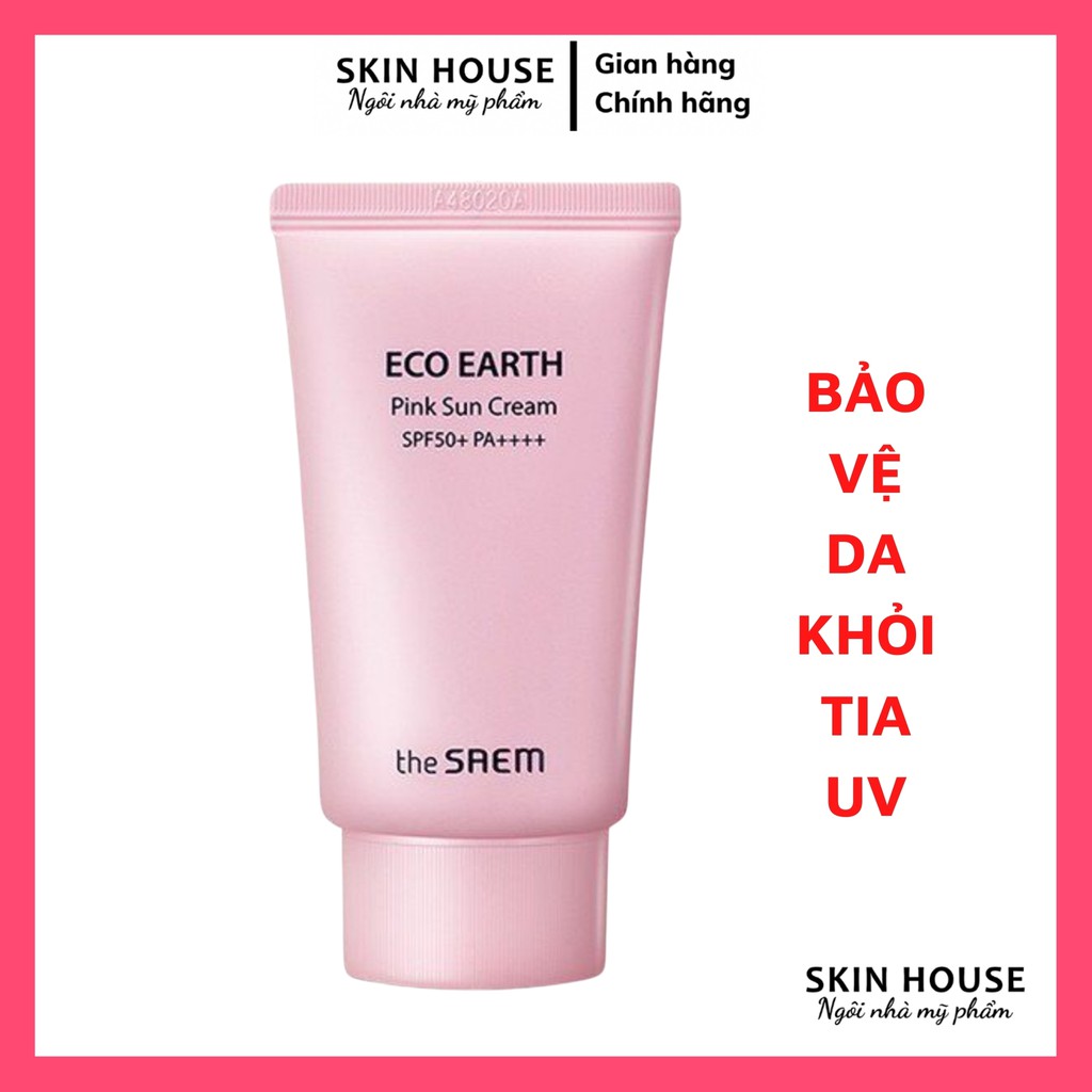 Kem chống nắng The Saem Eco Earth Pink Sun Cream 50g - Kem Chống Nắng Ngăn Ngừa Tia UVA và UVB The Saem Eco Earth