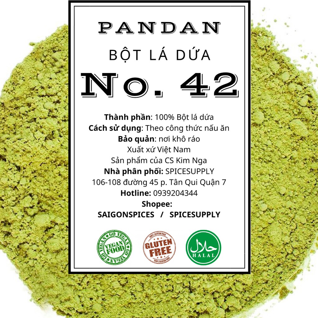 Pandan Powder - bột Lá Dứa Lá nếp nguyên chất màu 100% tự nhiên Hũ 120ml
