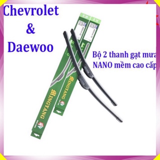 Bộ 2 thanh gạt mưa ô tô Nano mềm xe Chevrolet, Daewoo: Cruze-Aveo-Captiva-Trax-Spark-Lacetti-Gentra-Lanos-Matiz-Colorado