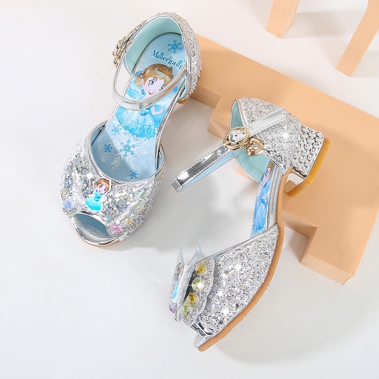 Giày công chúa cao gót cho bé gái 3-10 tuổi họa tiết Elsa mới đáng yêu xinh xắn