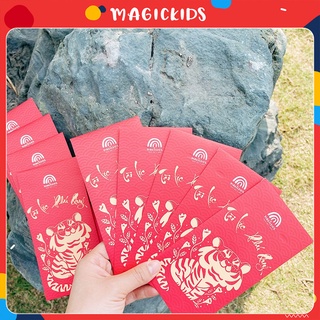 Bao lì xì màu đỏ hình con mèo mẫu mới 2023 Magickids thiết kế