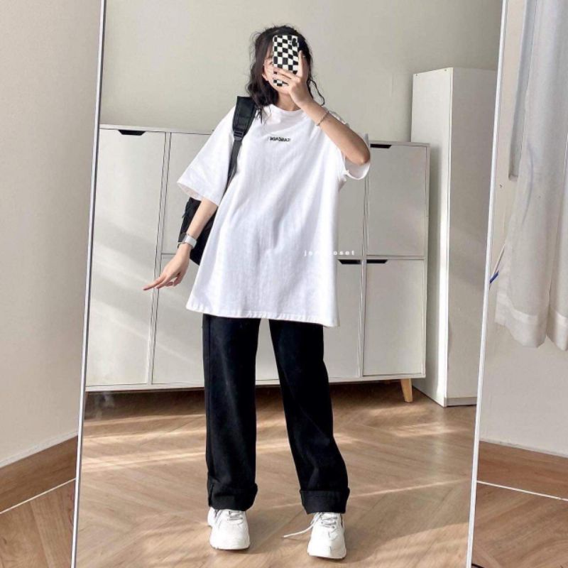 Sét Áo Chữ Nhỏ Quần Ống Rộng Chun Ulzzang Hàn Quốc