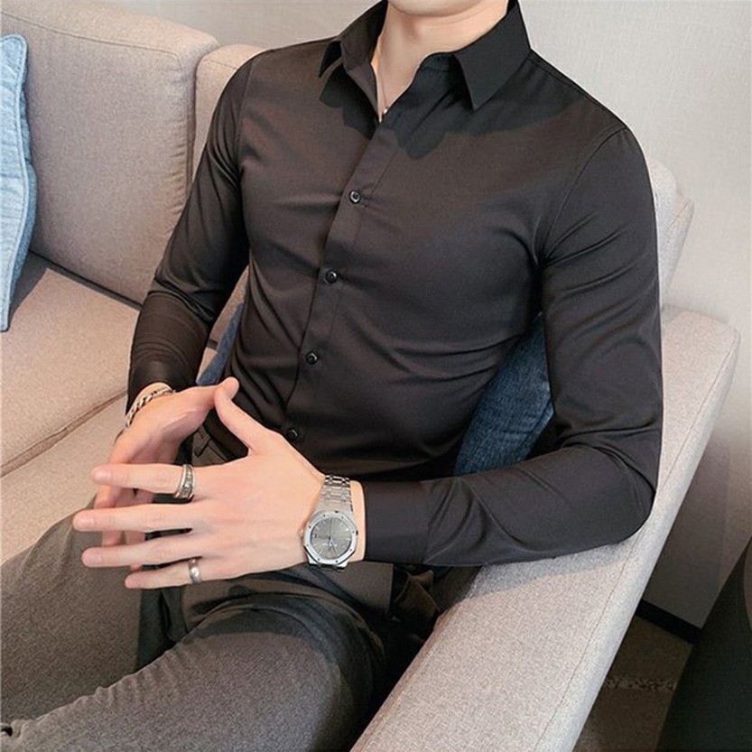 Áo sơ mi nam, áo sơ mi lụa chất cao cấp chống nhăn chống xù DP STORE | BigBuy360 - bigbuy360.vn