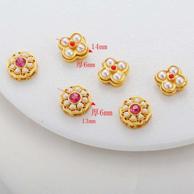 Hạt Xâu Chuỗi Rỗng Bằng Zircon 14mm Màu Vàng 18k Dùng Làm Trang Sức DIY