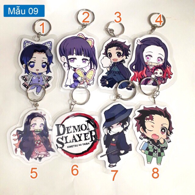 Combo 12 sản phẩm kimetsu no Yaiba móc khoá huy hiệu ảnh sổ 5stiker