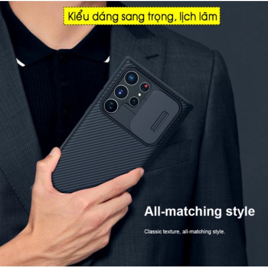 Ốp lưng Galaxy S22 Ultra Nillkin Camshield bảo vệ Camera - Hàng Chính Hãng