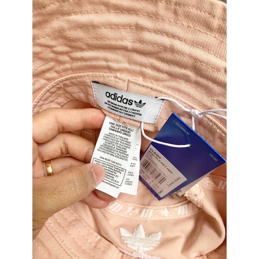 (HÀNG XUẤT XỊN) Mũ Bucket das hồng cam H24 ADICOLOR BUCKET HAT WASHED PINK CL5260 Made in Thailand full tag code