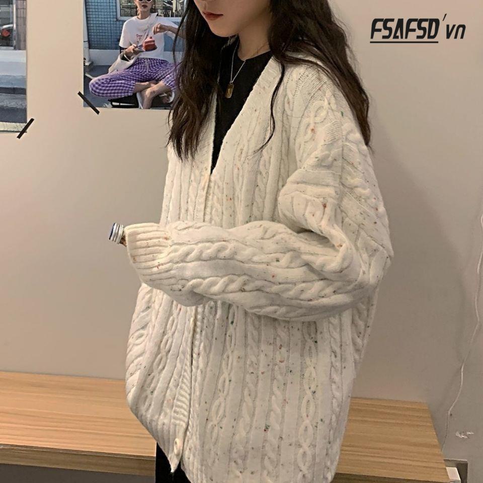 Áo Khoác Cardigan Dệt Kim Dáng Rộng Phong Cách Retro Hàn Quốc Thời Trang Mới 2022